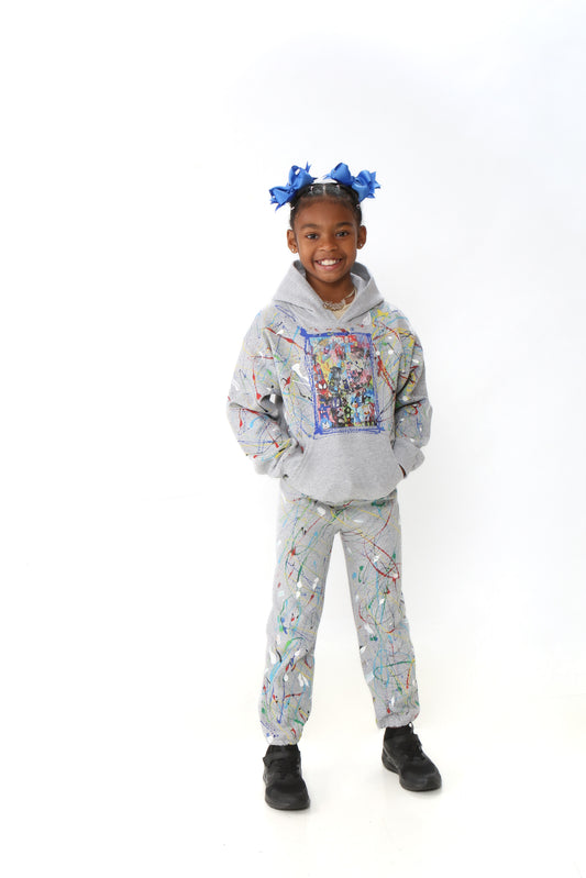 “Creative Chaos” Paint Splatter Sweatsuit Gray