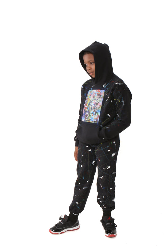 “Creative Chaos” Paint Splatter Sweatsuit Black